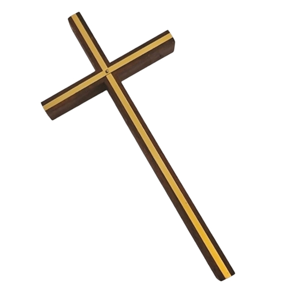 Vintage Wood and Brass Cross
